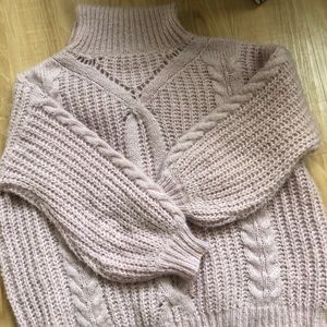 Light pink cable knit turtle neck